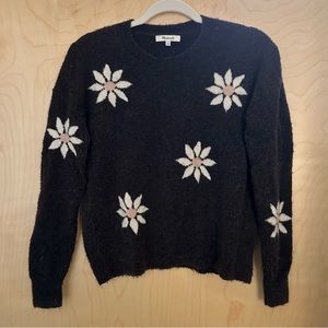 Madewell Floral Intarsia Pullover Crewneck Knit Merino Wool Sweater Size XS